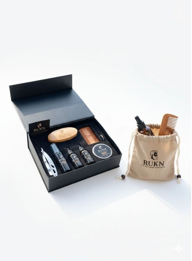 ركن مجموعة العناية باللحية للرجال - مجموعة كاملة للعناية باللحية مع الزيوت والبلسم والمشط والملحقات مع زيت عناية باللحية هدية - Image 2