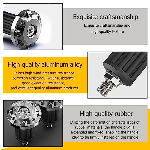 Zufoty 2PCS Universal Motorcycle Bar End Plug, Aluminum Alloy Handlebar Grip End Caps, 7/8" 22mm Moto Grips Ends Replacement for Kawasaki, Suzuki, Yamaha, Ducati Motorbike Dirt Bike Scooters - Image 4