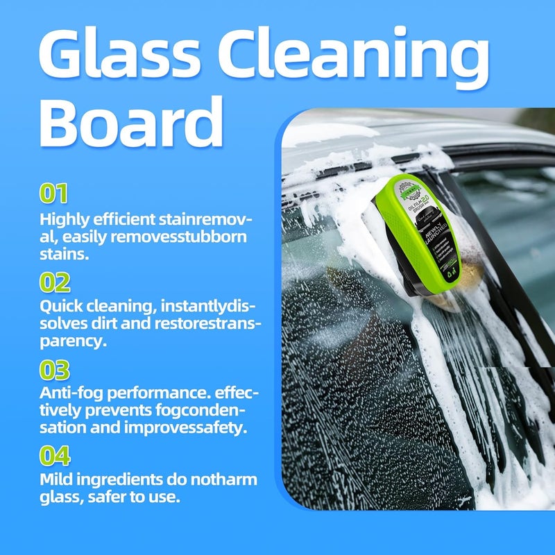 SWIUKPHE Upgrade Automotive Oil Film Cleaning Brush, Reusable Glass Coating for Windshield, Prevents Rain and Fog, Cleaning Glass Brush (Green) - Image 2