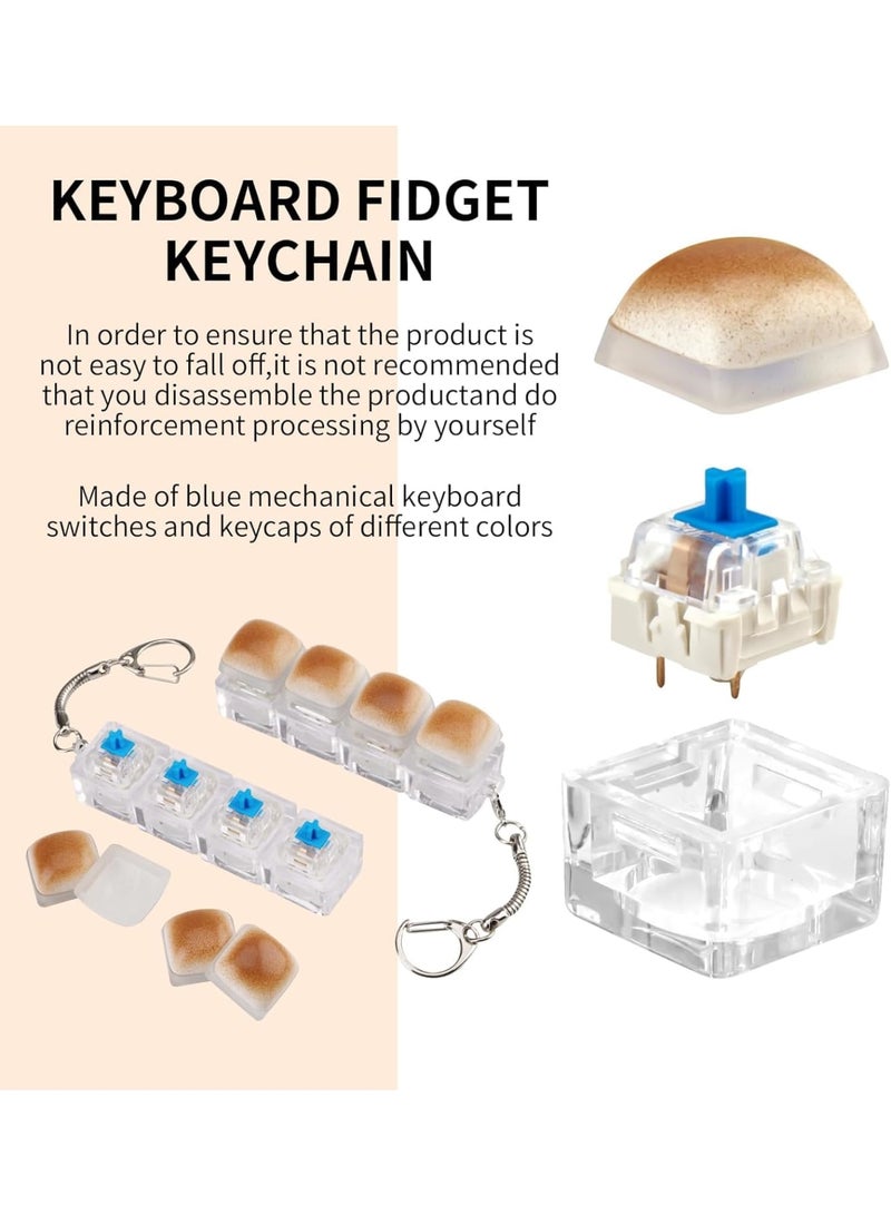 Barakah لعبة فidget على شكل لوحة مفاتيح، مفتاح ميكانيكي قابل للنقر، سلسلة مفاتيح للكبار والأطفال، لعبة ضغط أصابع صغيرة لتخفيف التوتر، زر فidget لتخفيف القلق في المكتب، تصميم MOG المحمول، 2 قطعة - Image 3