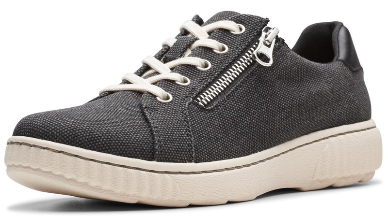 Clarks Women's Caroline Echo Canvas Side Zip Fashion Sneaker, Black, 8.5 - Image 1