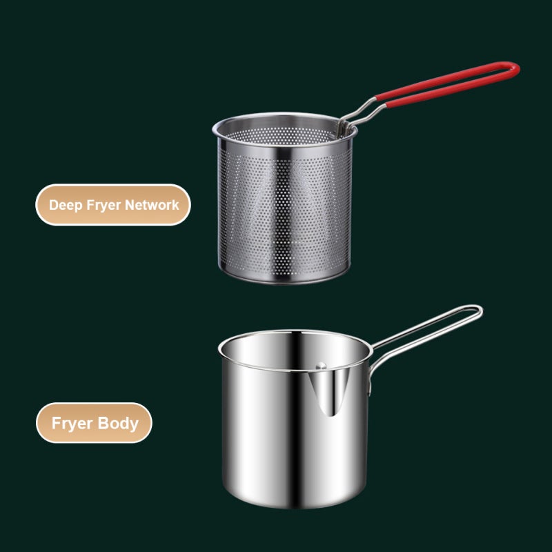 Deep Fryer 304 Stainless Steel Oil Saving Multifunctional Pot - Anti Burn Handle Small Fryer for Home Use, Cooking for 1 or 2 - Image 5