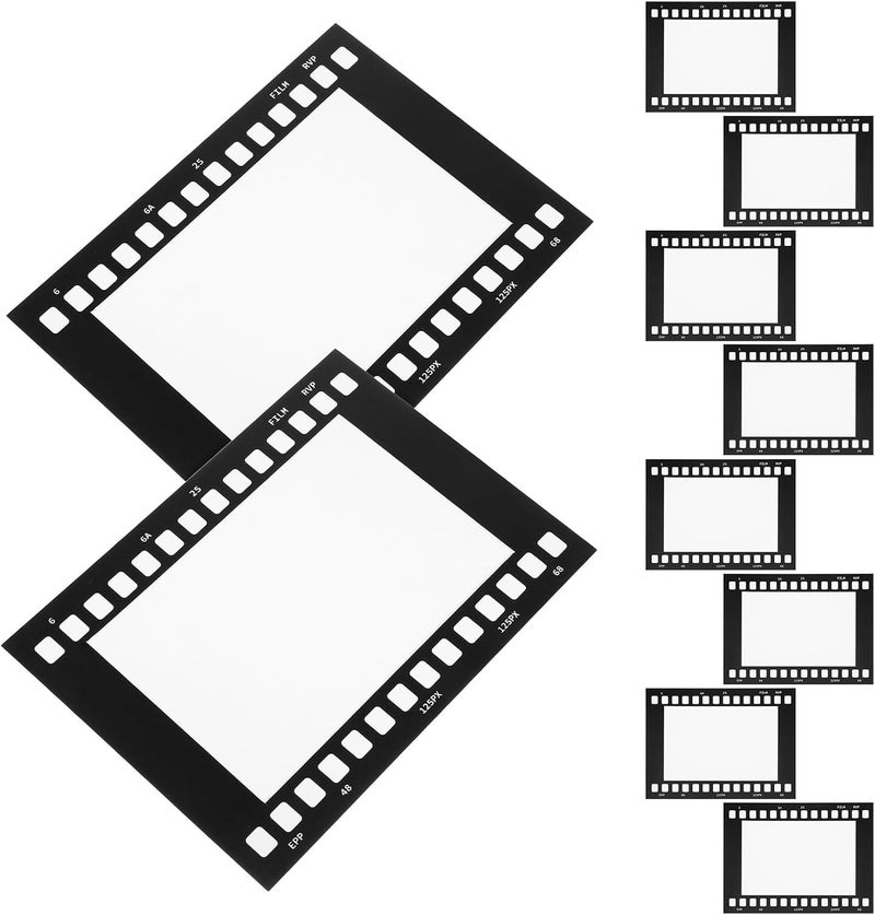 Vintage Paper Photo Frames 10pcs Set for 6-inch Pictures, Retro Film Strip Style Collage Frames for Wall Hanging and Photography Art Display, Rustic Cardboard Material, Creative - Image 1