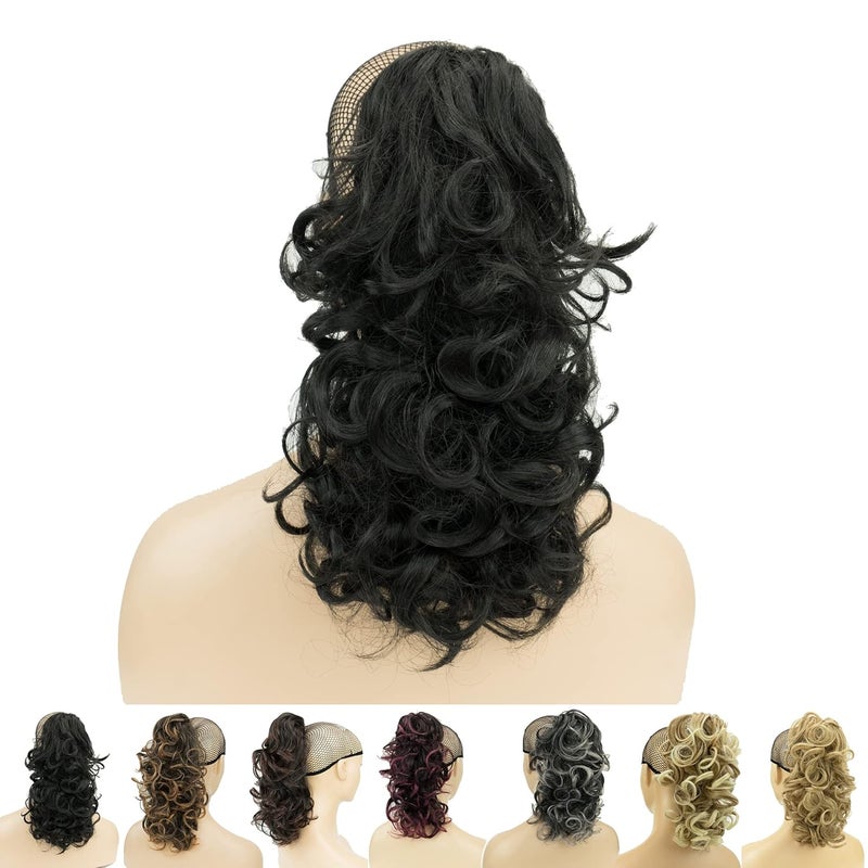IMISSU Messy Curly Hair Short Claw Ponytail Hair Extensions Pony Tail Clip in Hairpieces Black