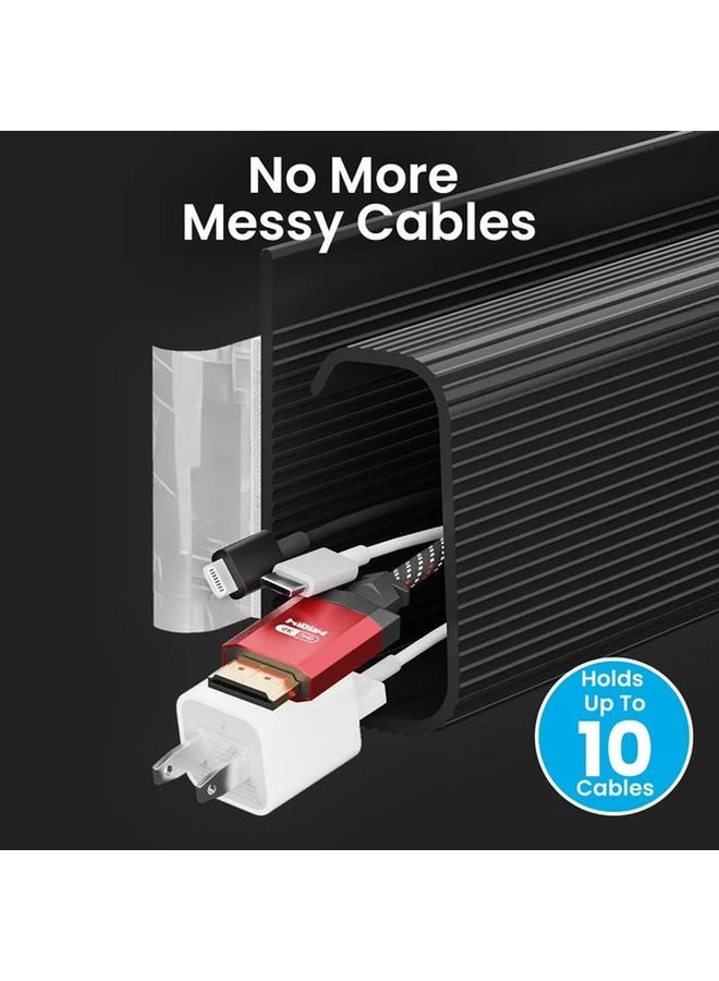 Black No Drill Under Desk Cable Management Organizer Self Adhesive PVC Table Tray - Image 4