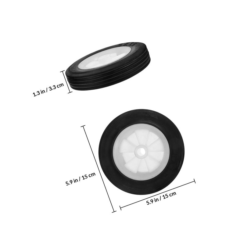 6 Inch Solid Rubber Replacement Wheels For Lawn Mower Cart And Barbecue Rack 2 Pack - Image 3