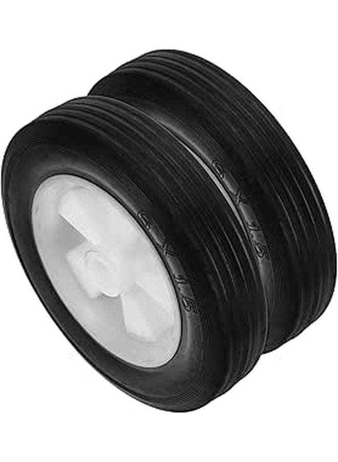 6 Inch Solid Rubber Replacement Wheels For Lawn Mower Cart And Barbecue Rack 2 Pack - Image 1