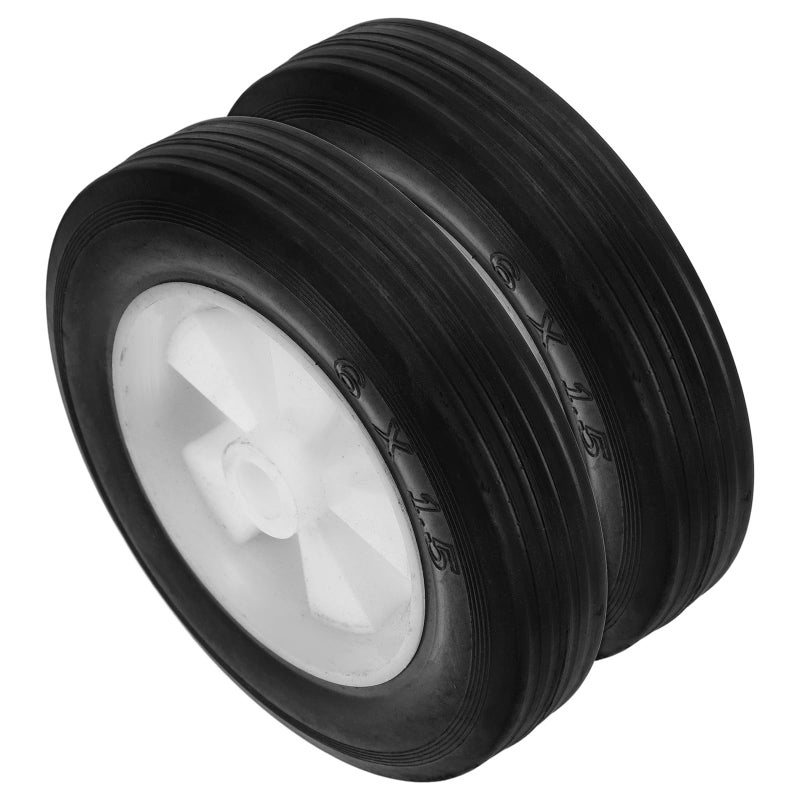 6 Inch Solid Rubber Replacement Wheels For Lawn Mower Cart And Barbecue Rack 2 Pack - Image 2