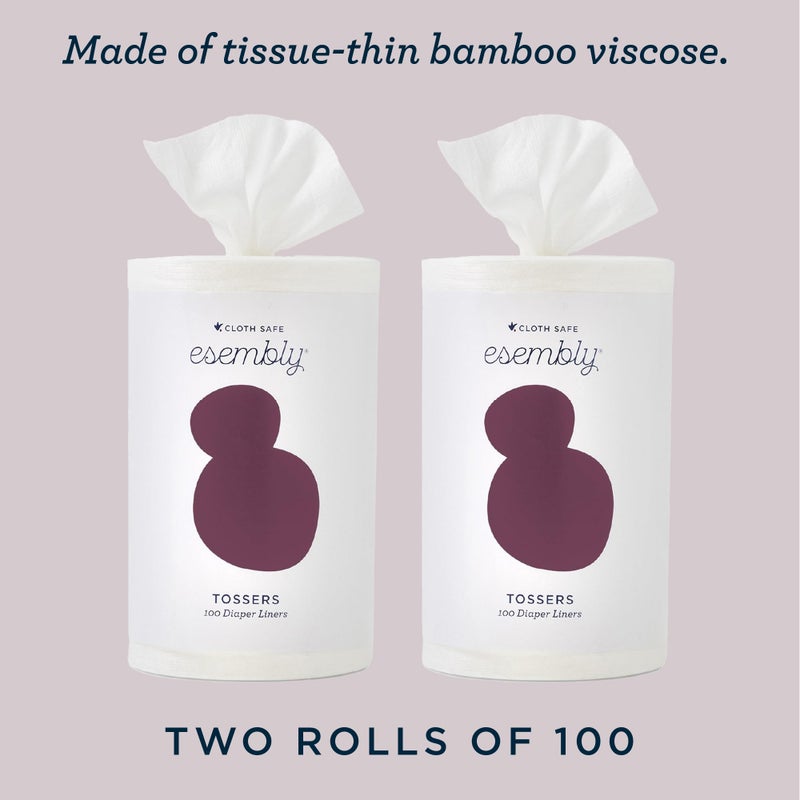 Esembly Tossers â€“ Disposable Bamboo from Viscose Diaper Liners for Cloth Diapers â€“ Earth-Friendly, Fragrance-Free, Chlorine-Free â€“ One Size, 200 Liners (2-Pack of 100-Liner Rolls) - Image 5