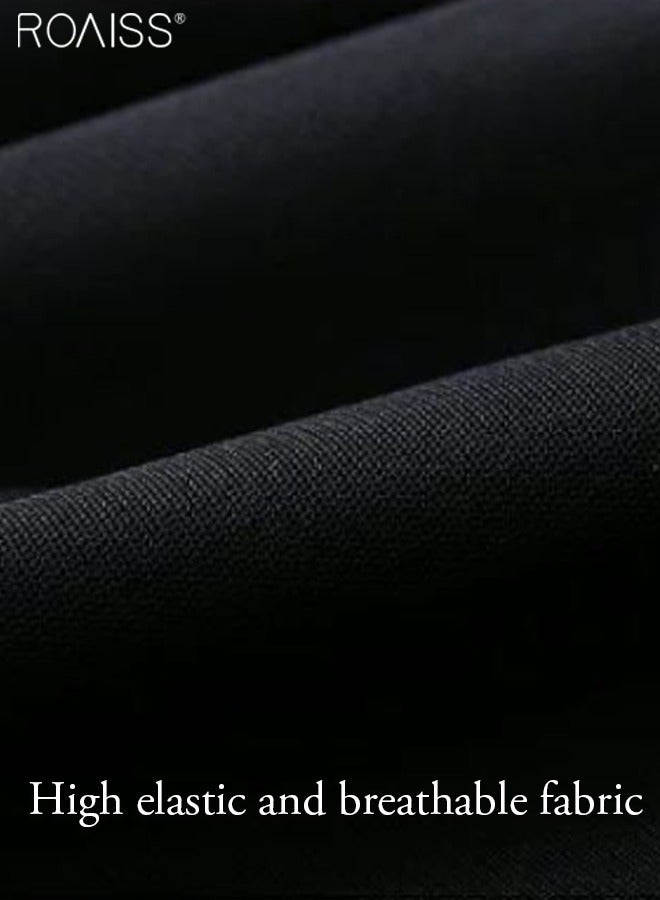 roaiss Womens Cotton Linen Palazzo Pants Elastic Waist Casual Wide Leg Trousers With Pockets - Image 5