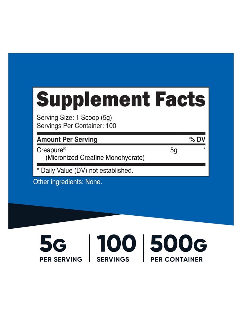 Nutricost - Creatine Monohydrate - Made With Creapure 19EU20 , 5G Per Serving, 100 Servings, 500 G Per Container Net Wt 17.9 Oz - Image 1