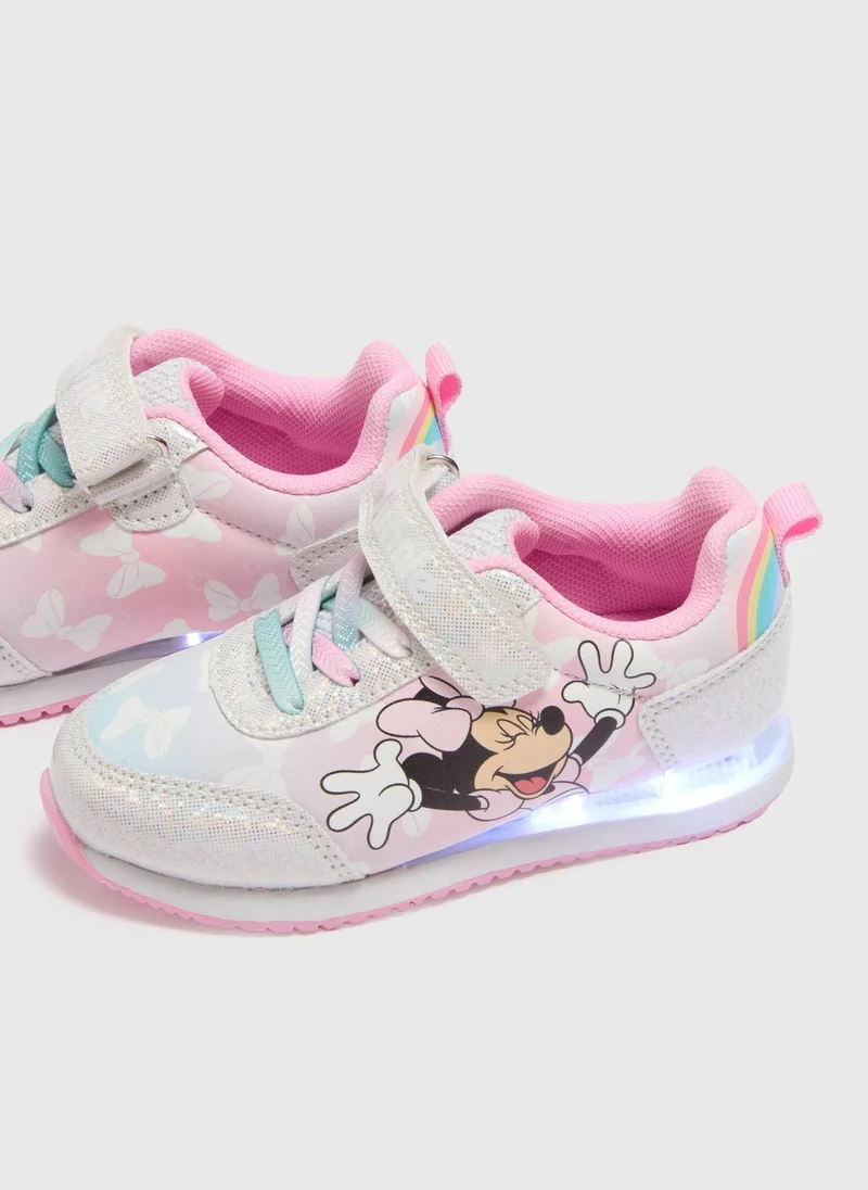 Matalan Girls Minnie Mouse Pink Light Up Trainers