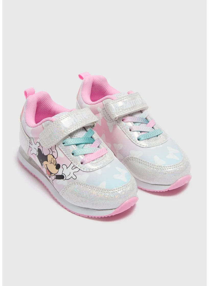 Matalan Girls Minnie Mouse Pink Light Up Trainers
