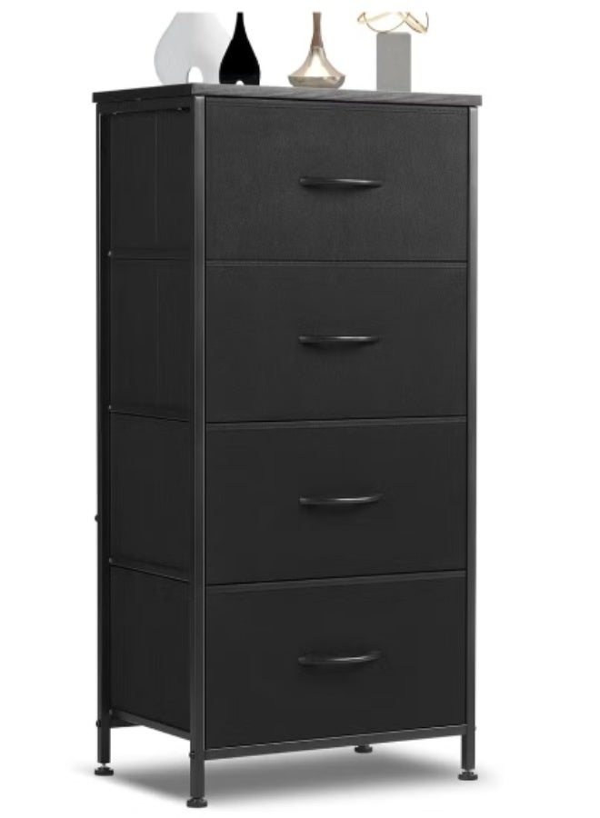 Hicomony Dresser with 4 Drawers, Storage Tower, Organizer Unit, Fabric Dresser for Bedroom, Hallway, Nesting Tables, Entryway, Closets, Sturdy Steel Frame, Wood Top, Easy Pull Handle - Image 1