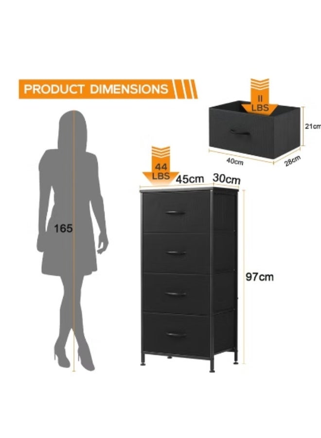 Hicomony Dresser with 4 Drawers, Storage Tower, Organizer Unit, Fabric Dresser for Bedroom, Hallway, Nesting Tables, Entryway, Closets, Sturdy Steel Frame, Wood Top, Easy Pull Handle - Image 2