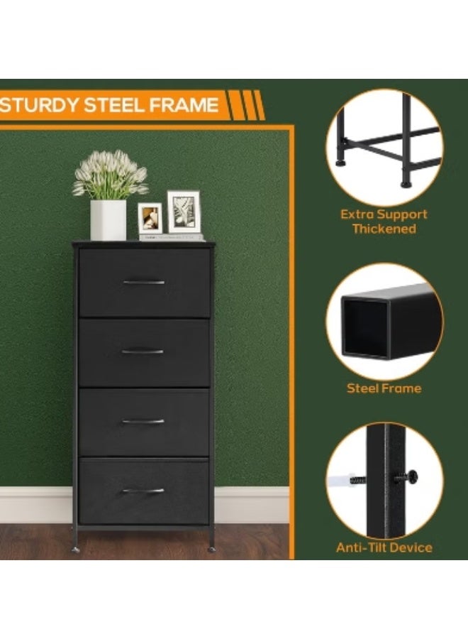 Hicomony Dresser with 4 Drawers, Storage Tower, Organizer Unit, Fabric Dresser for Bedroom, Hallway, Nesting Tables, Entryway, Closets, Sturdy Steel Frame, Wood Top, Easy Pull Handle - Image 5