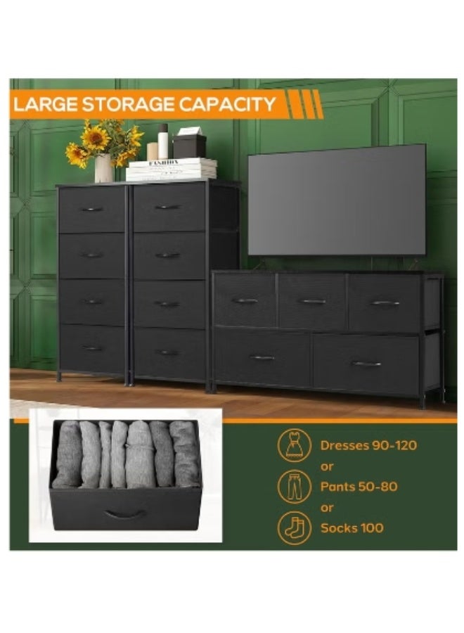Hicomony Dresser with 4 Drawers, Storage Tower, Organizer Unit, Fabric Dresser for Bedroom, Hallway, Nesting Tables, Entryway, Closets, Sturdy Steel Frame, Wood Top, Easy Pull Handle - Image 3