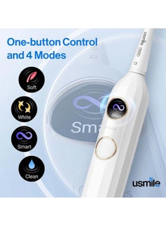 usmile Y10 Sonic Electric Toothbrush - Feedback Display, 4 Brushing Modes, Soft Rubber Brush Head, IPX8 Waterproof, 6 Months Battery Life, Smart Mode, Blind Zone Detection And Pressure Sensor (Black)  - Image 2
