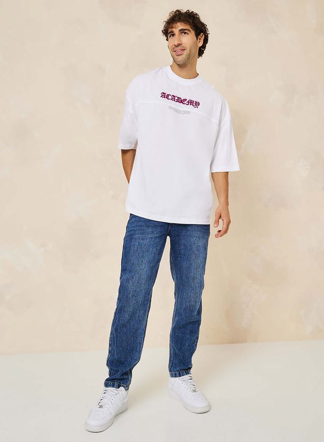 Styli Embroidered Detail Compact Jersey Boxy T-Shirt  - Image 2