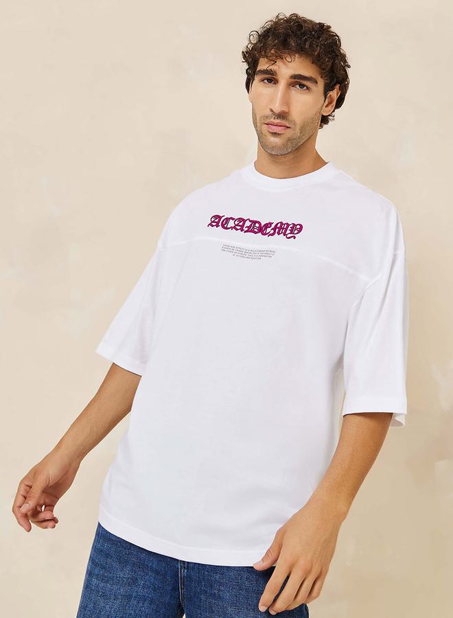 Styli Embroidered Detail Compact Jersey Boxy T-Shirt  - Image 3