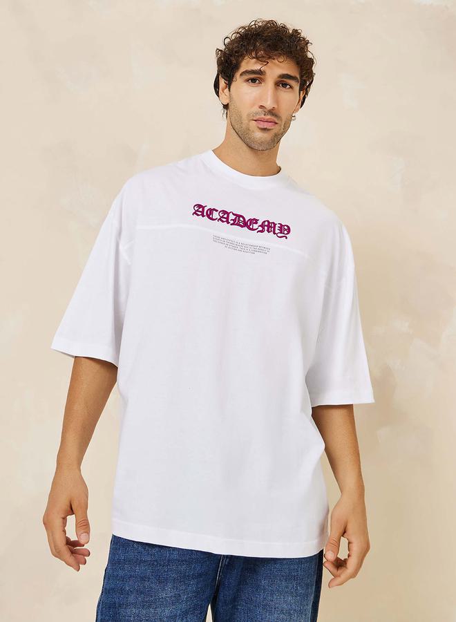 Styli Embroidered Detail Compact Jersey Boxy T-Shirt  - Image 1