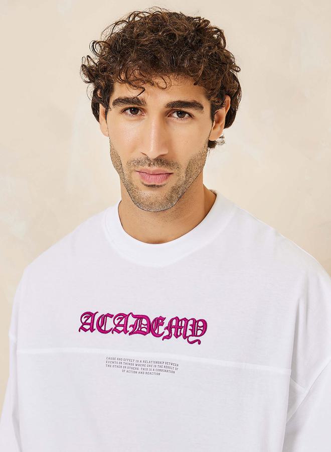 Styli Embroidered Detail Compact Jersey Boxy T-Shirt  - Image 4
