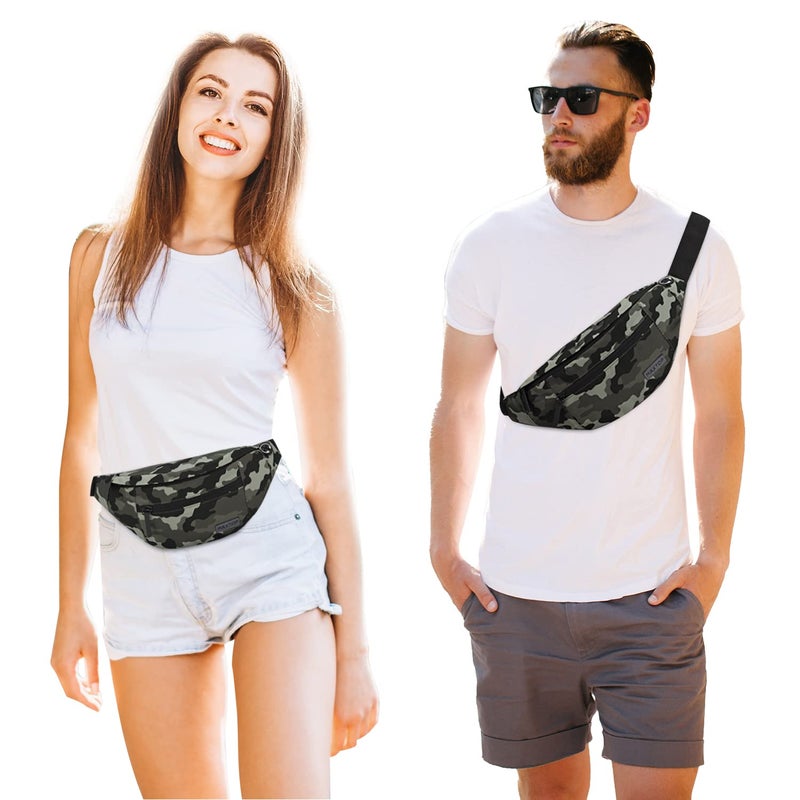 Maxtop Large Camo Fanny Pack Belt Bag with 4-Zipper Pockets Gifts for Enjoy Festival Sports Workout Traveling Running Casual Hands-Free Water-Resistant Waist Pack Bag Carrying All Size of Phones - Image 2