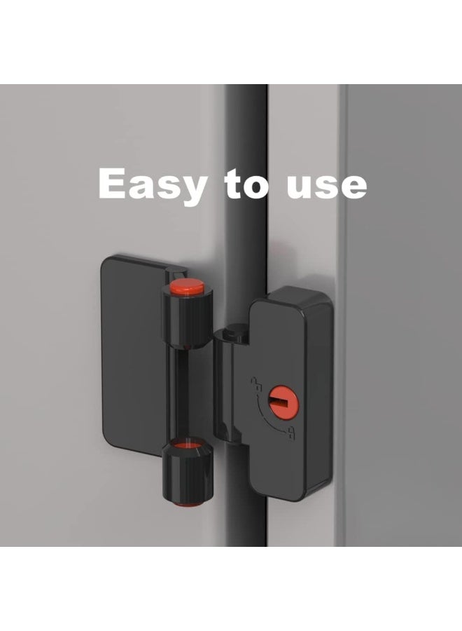 FIGEPO Refrigerator Adhesive Locks Double Button Fridge Door Lock with Key, Child Proof Freezer Cooler Door Lock, Child Baby Safety File Drawer Lock and Cabinet Locks (Black, 2) - Image 2