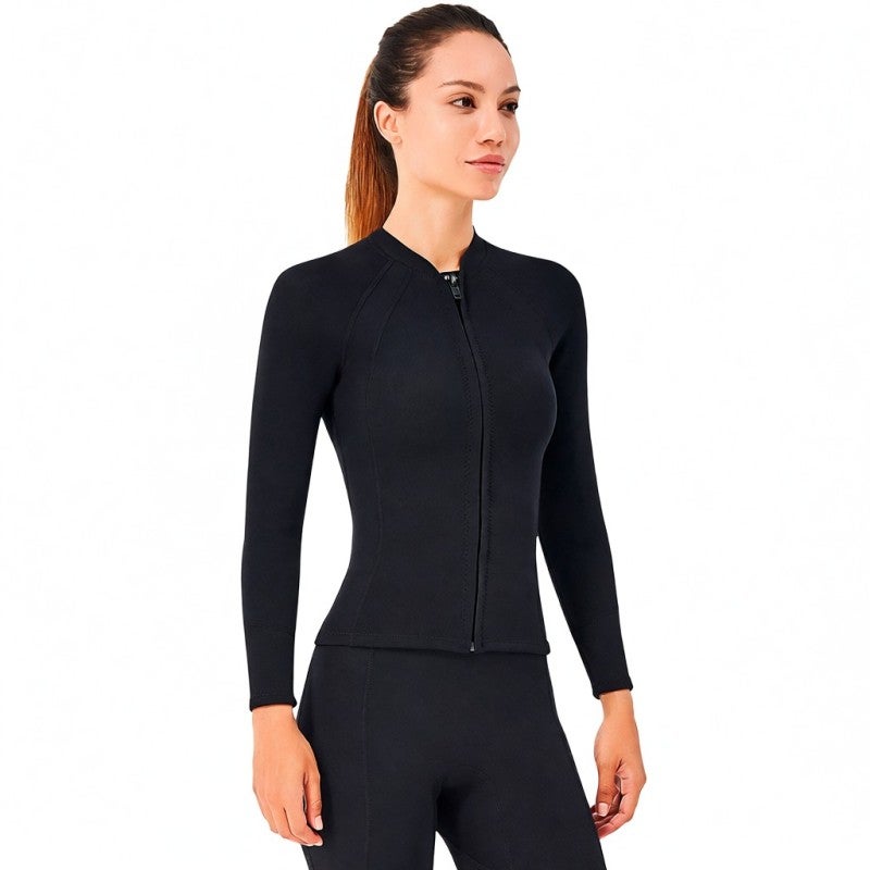 DIVE & SAIL القميص العائم للغوص مقاس 2XL من قماش النيوبرين والنايلون الناعق الخفيف الوزن سمك 2 مم - قميص سباحة طويل الأكمام للحماية من الأشعة فوق البنفسجية والعزل الحراري للنساء للرياضات المائية والاجازات الشاطئية والغوص بالقضبان والتصحر - Image 3