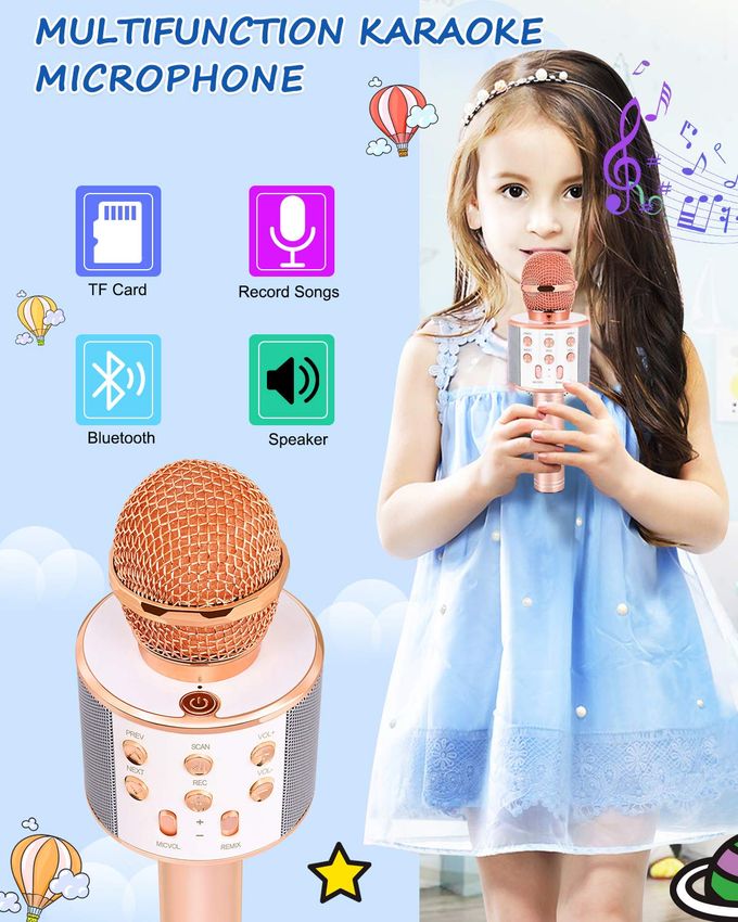 Dodosky Toys for Girls Age 5-12, Wireless Bluetooth Karaoke Microphone for Kids Popular Toys for 5 6 7 8 9 10 11 12 Year Olds Girls Boys Best Gifts for 5-12 Year Olds Girl Boy Teen Champagne - Image 5