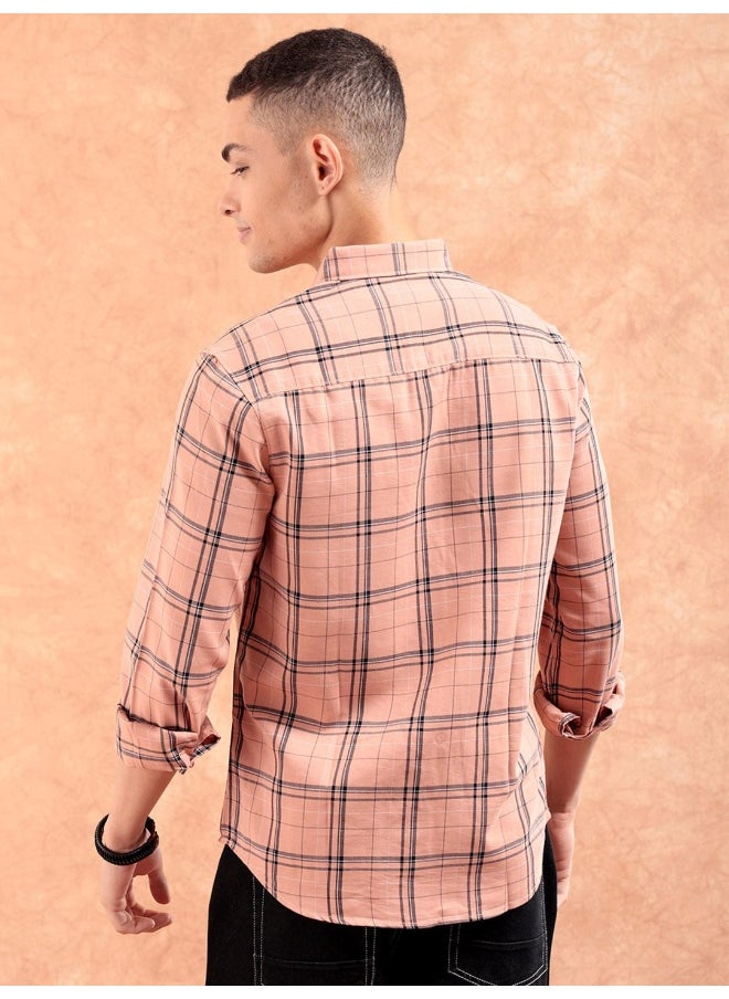 Peach Regular Fit Casual Checks Shirt - pzsku/Z8A7EC3F07D6E5E8832C6Z/45/_/1735563218/cb93d456-079e-471a-9352-af42da29dfa0