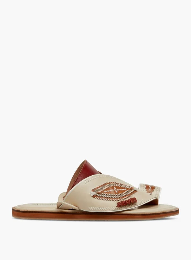 Al Waha Men Embroidered Slip-On Arabic Sandals with Toe Loop