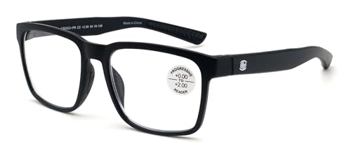 V.W.E. Men Progressive Reading Glasses No Line Clear on Top Bifocals Reader - Rectangular Matte Sport (Matte Black, 1.75, x) - Image 1