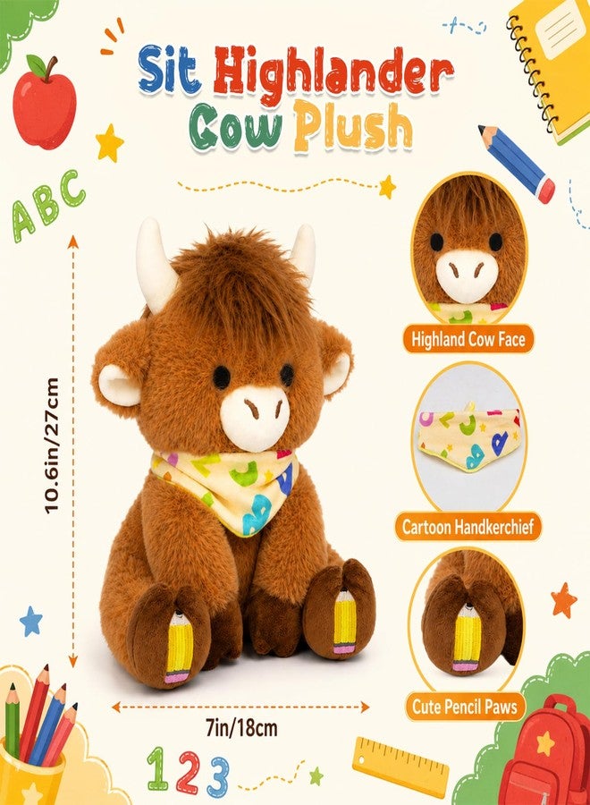 JIZWPOOM Classroom Highland Cow Plush-Back to School Gift “ABC” Handkerchief Decor - Image 2