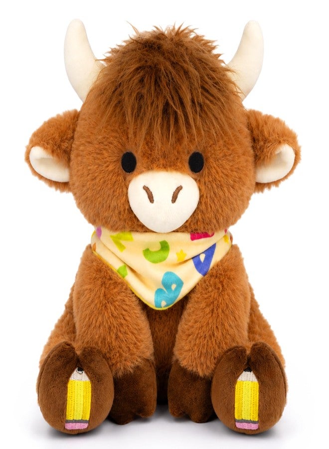 JIZWPOOM Classroom Highland Cow Plush-Back to School Gift “ABC” Handkerchief Decor - Image 1