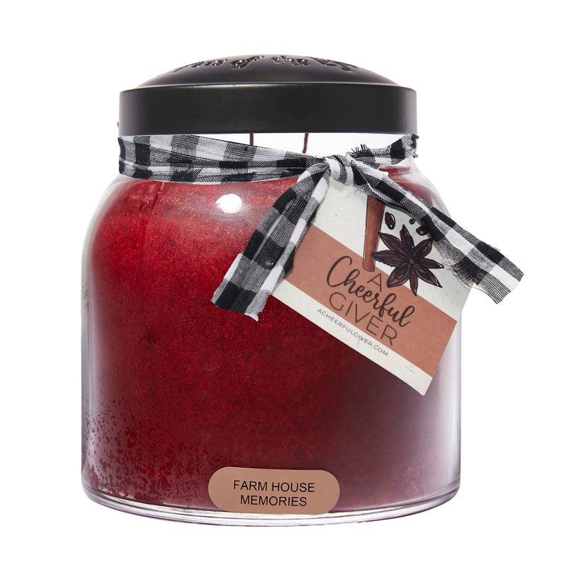 A Cheerful Giver A Cheerful Giver  Farm House Memories  34oz Papa Scented Candle Jar with Lid  Keepers of the Light  155 Hours of Burn Time Gift for Women Red 
