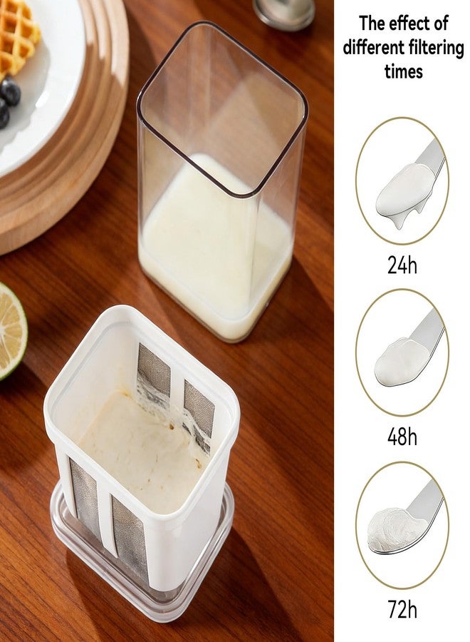 Frdhee 1100ML Greek Yogurt Strainer, Ultra Fine Yogurt Strainer, Yoghurt Maker Strainer with Fine Mesh Bag & Lid, Reusable Rice Milk Tea Juicing Food Sieve Strainer - Image 2