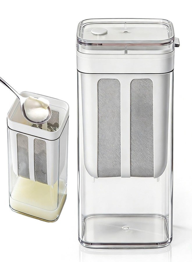 Frdhee 1100ML Greek Yogurt Strainer, Ultra Fine Yogurt Strainer, Yoghurt Maker Strainer with Fine Mesh Bag & Lid, Reusable Rice Milk Tea Juicing Food Sieve Strainer - Image 1