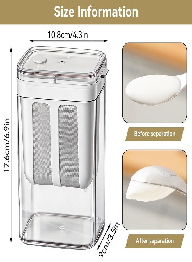 Frdhee 1100ML Greek Yogurt Strainer, Ultra Fine Yogurt Strainer, Yoghurt Maker Strainer with Fine Mesh Bag & Lid, Reusable Rice Milk Tea Juicing Food Sieve Strainer - Image 3