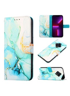 HuHa Case Cover For For Infinix Zero 8 X687 PT003 Marble Pattern Flip Leather Phone Case(Green LS003) 