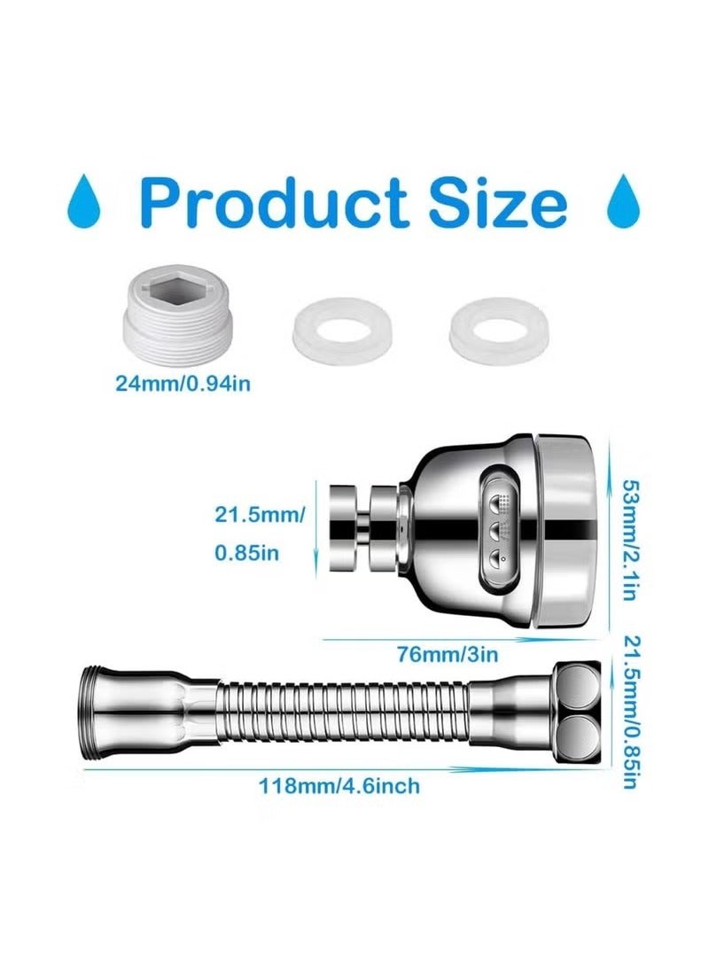Kitchen Tap Spray Head Tap Aerator 360 Swivel Extender with Hose Anti Splash Sink Tap Water Saving Faucet Sprayer 3 Modes Adjustment Kitchen Bathroom  - Image 2
