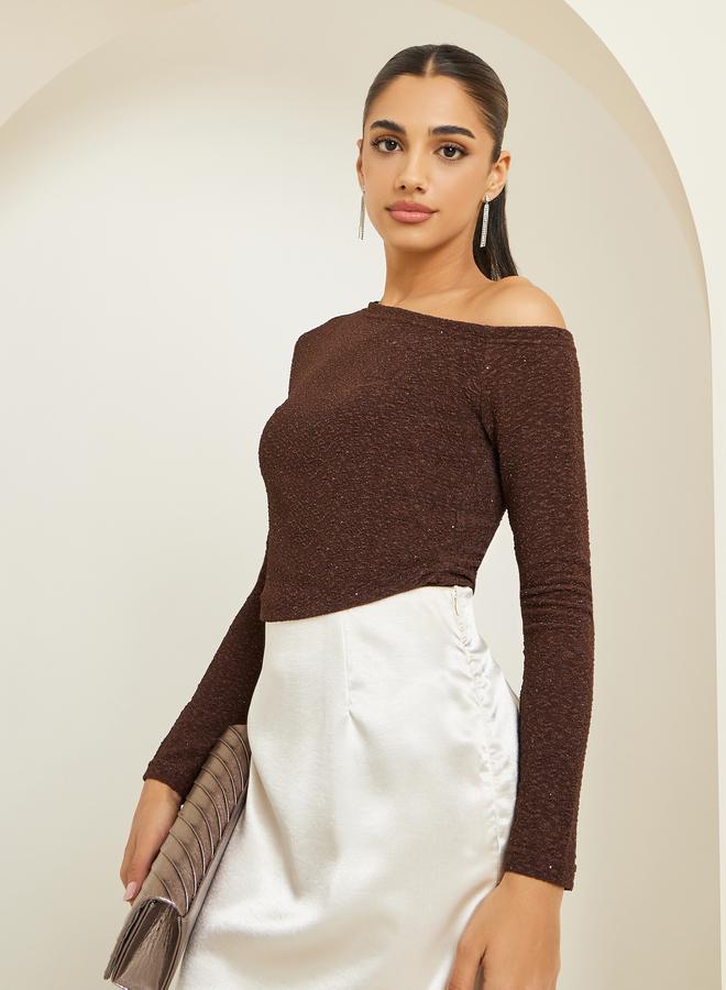 Styli Women Brown Shimmer Knit Top - Image 5