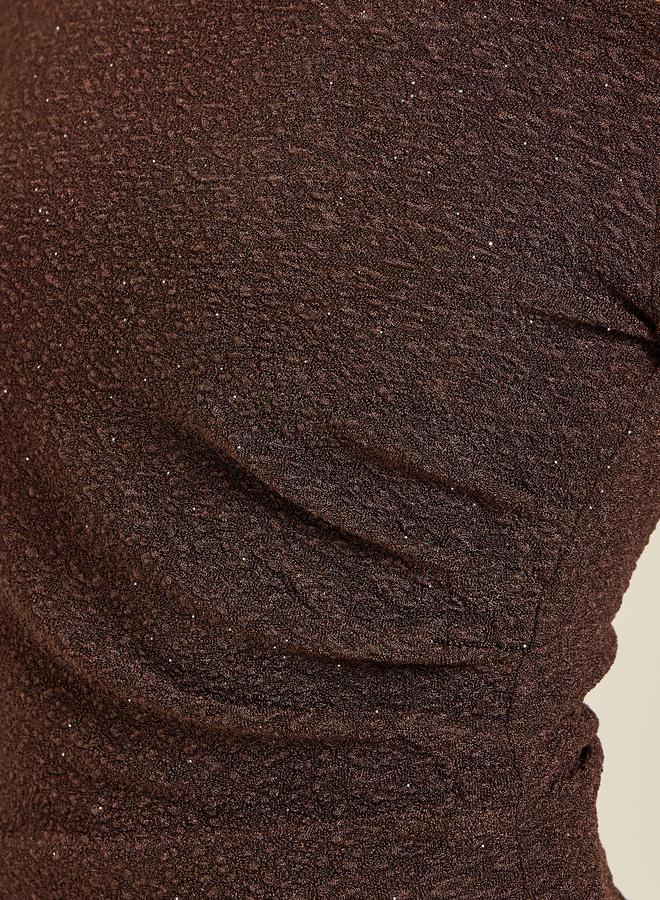 Styli Women Brown Shimmer Knit Top - Image 3