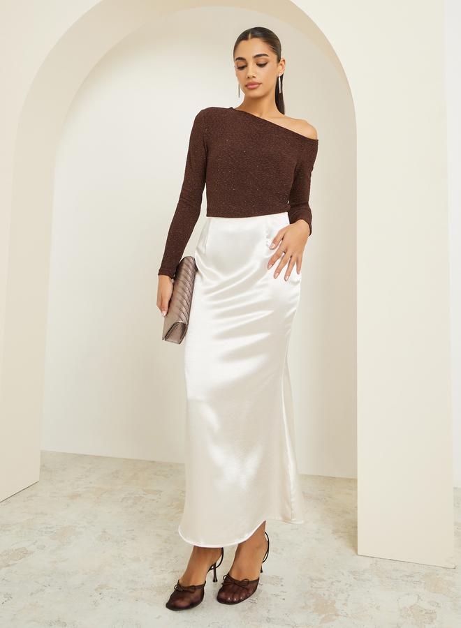 Styli Women Brown Shimmer Knit Top - Image 2