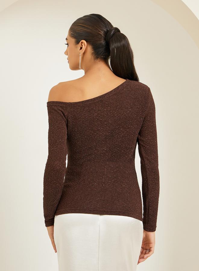 Styli Women Brown Shimmer Knit Top - Image 4