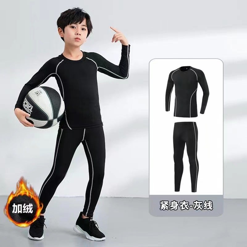 Children'S Tights Training Clothes Boys' Workout Clothes Long-Sleeved Basketball Sports Bottoming Quick-Drying Clothes Football Suit Spring - Image 2
