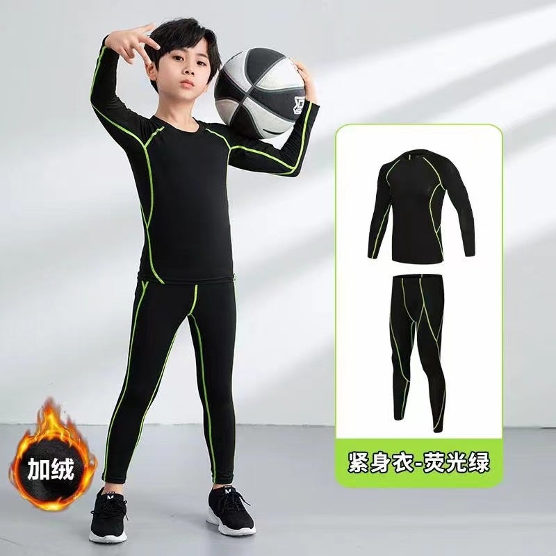 Children'S Tights Training Clothes Boys' Workout Clothes Long-Sleeved Basketball Sports Bottoming Quick-Drying Clothes Football Suit Spring - Image 1
