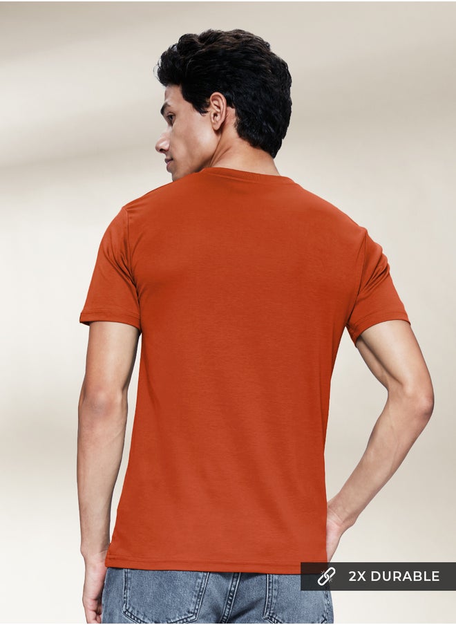 The Souled Store The Souled Store Supima Cotton Terracotta Orange Mens and Boys Half Sleeves T-Shirt  - Image 3
