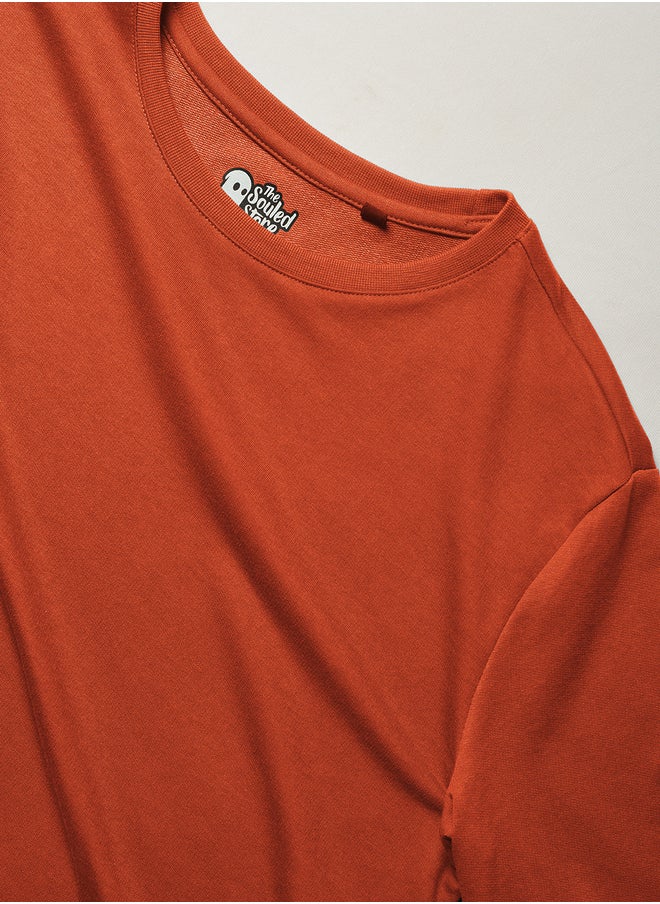 The Souled Store The Souled Store Supima Cotton Terracotta Orange Mens and Boys Half Sleeves T-Shirt  - Image 4