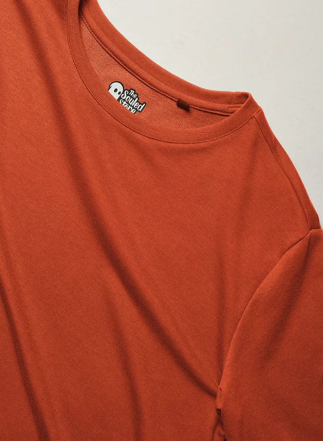The Souled Store  The Souled Store Supima Cotton Terracotta Orange Mens and Boys Half Sleeves T-Shirt for Men | Best Price UAE